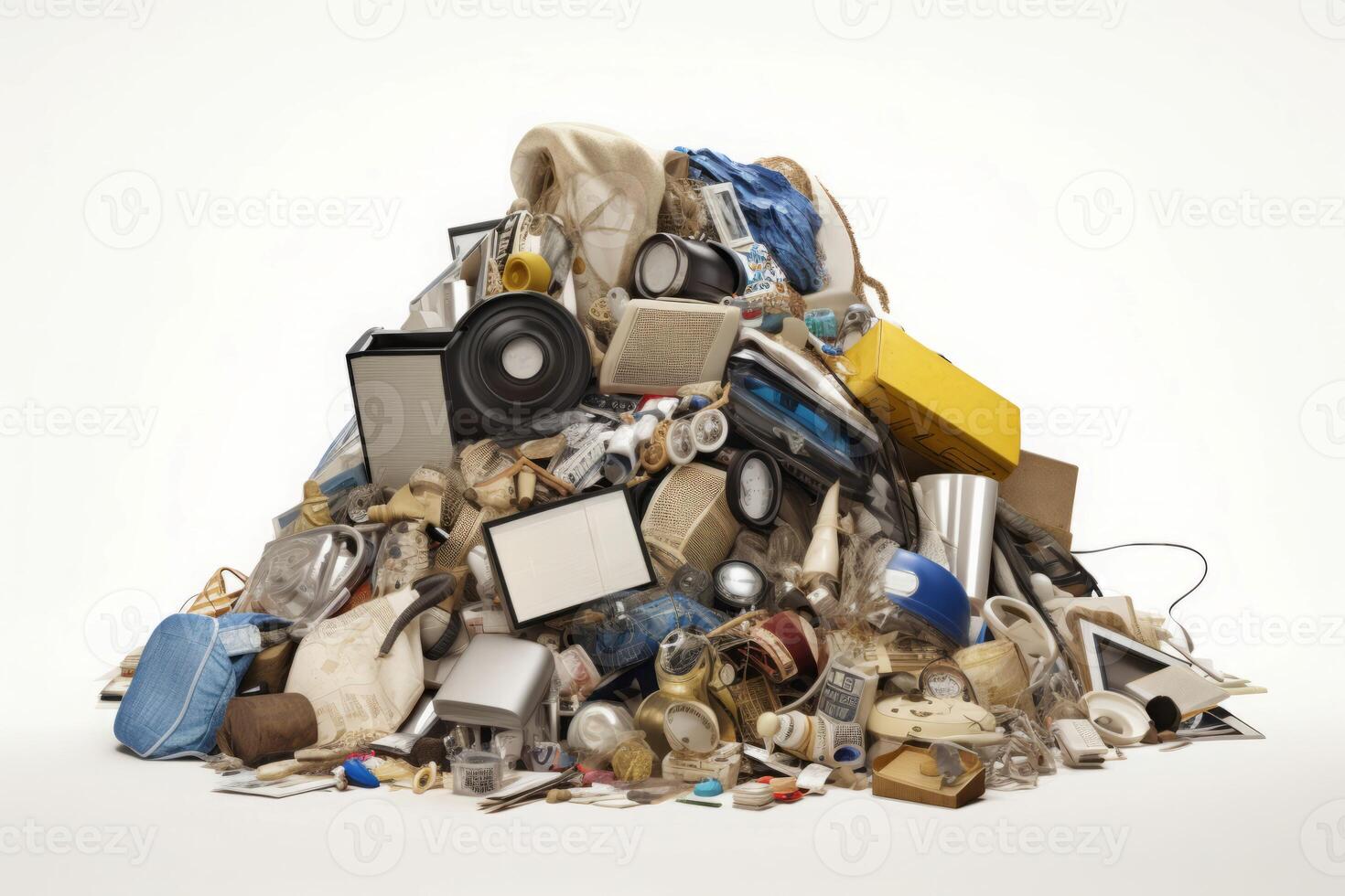 AI generated Big pile domestic diverse objects. Generate ai photo
