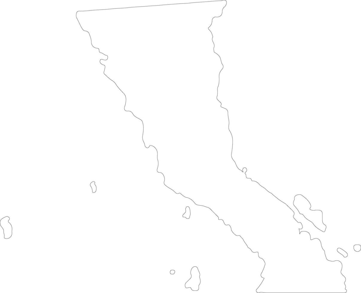 Baja California Mexico outline map vector
