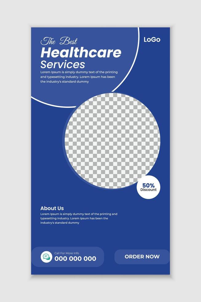 Medical healthcare story design and medical social media post, editable healthcare social media banner template design vector