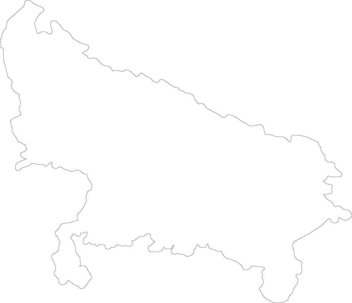 Uttar Pradesh India outline map vector