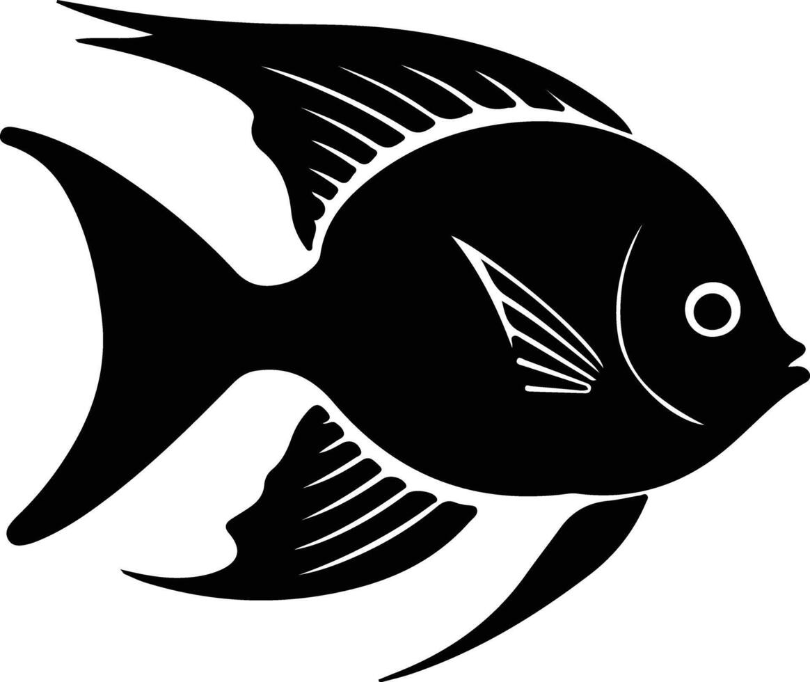 angelfish black silhouette vector