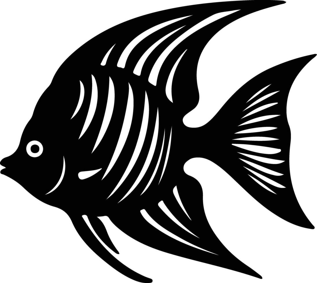 angelfish black silhouette vector