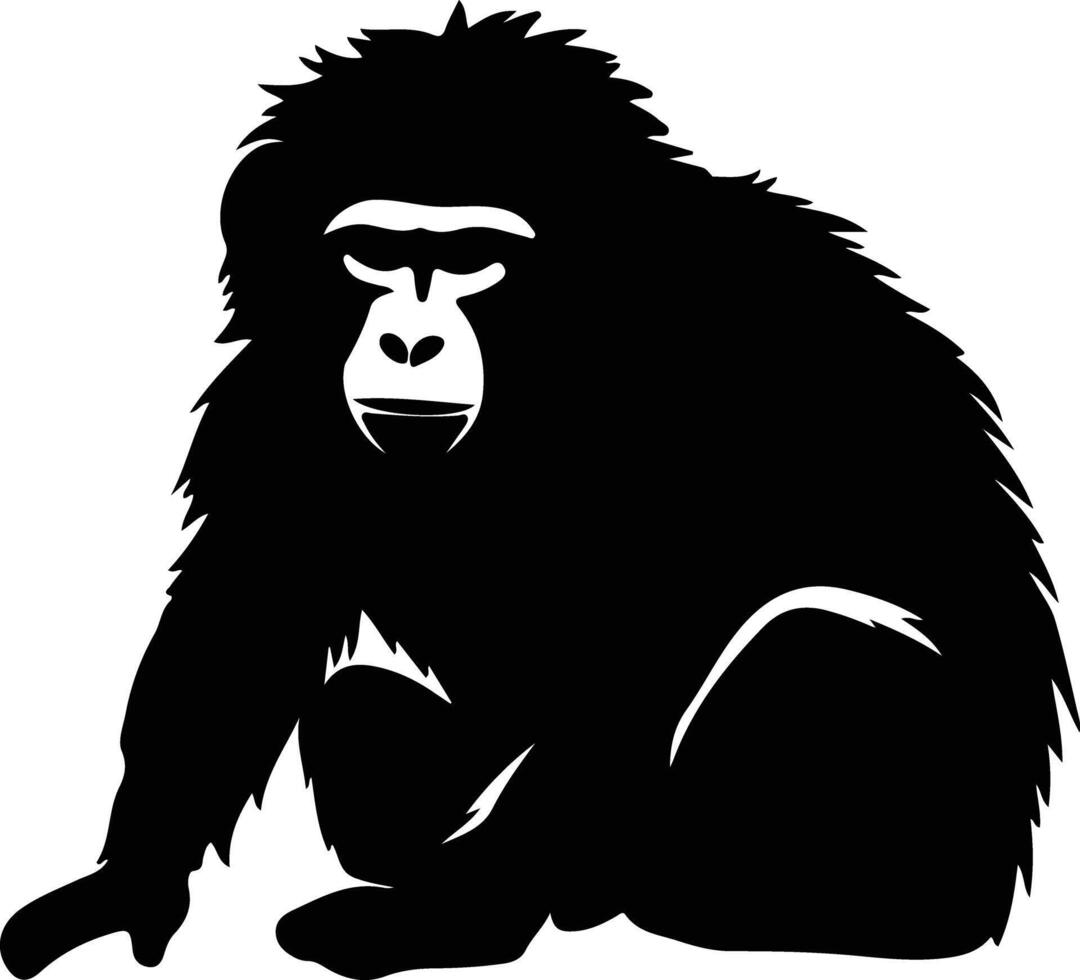 baboon black silhouette vector