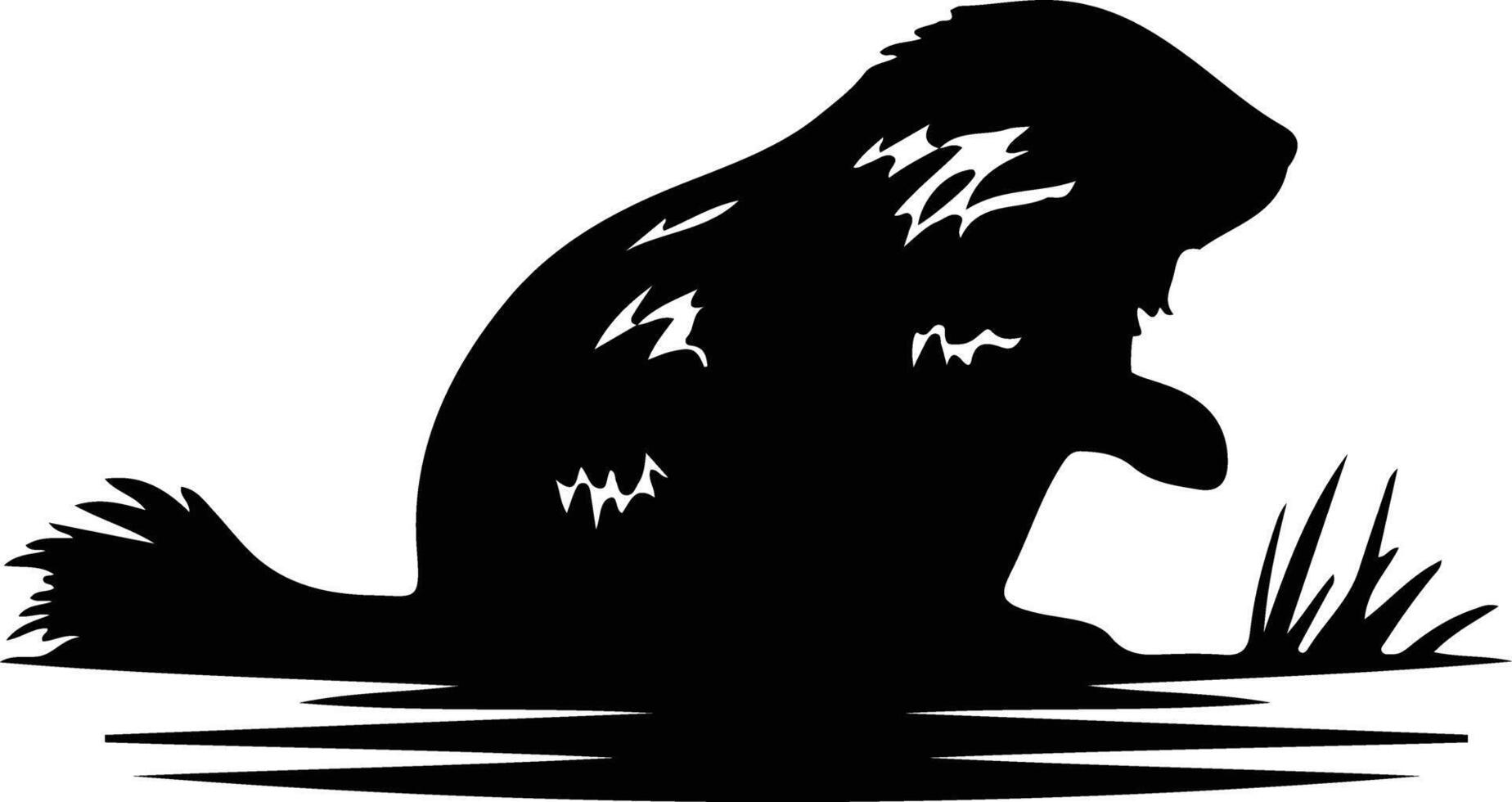 beaver black silhouette vector