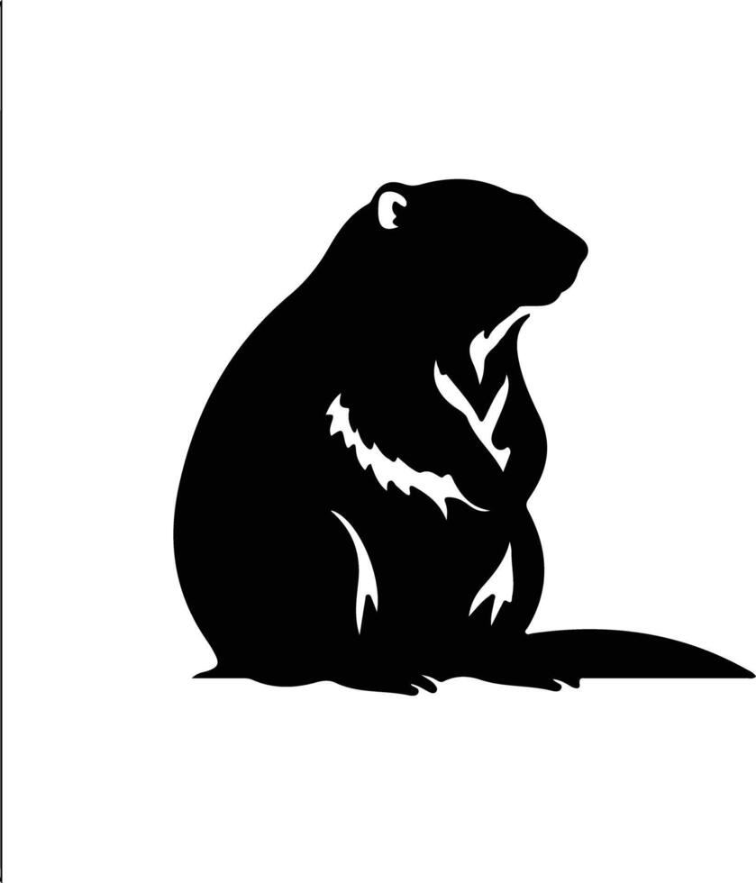 beaver black silhouette vector