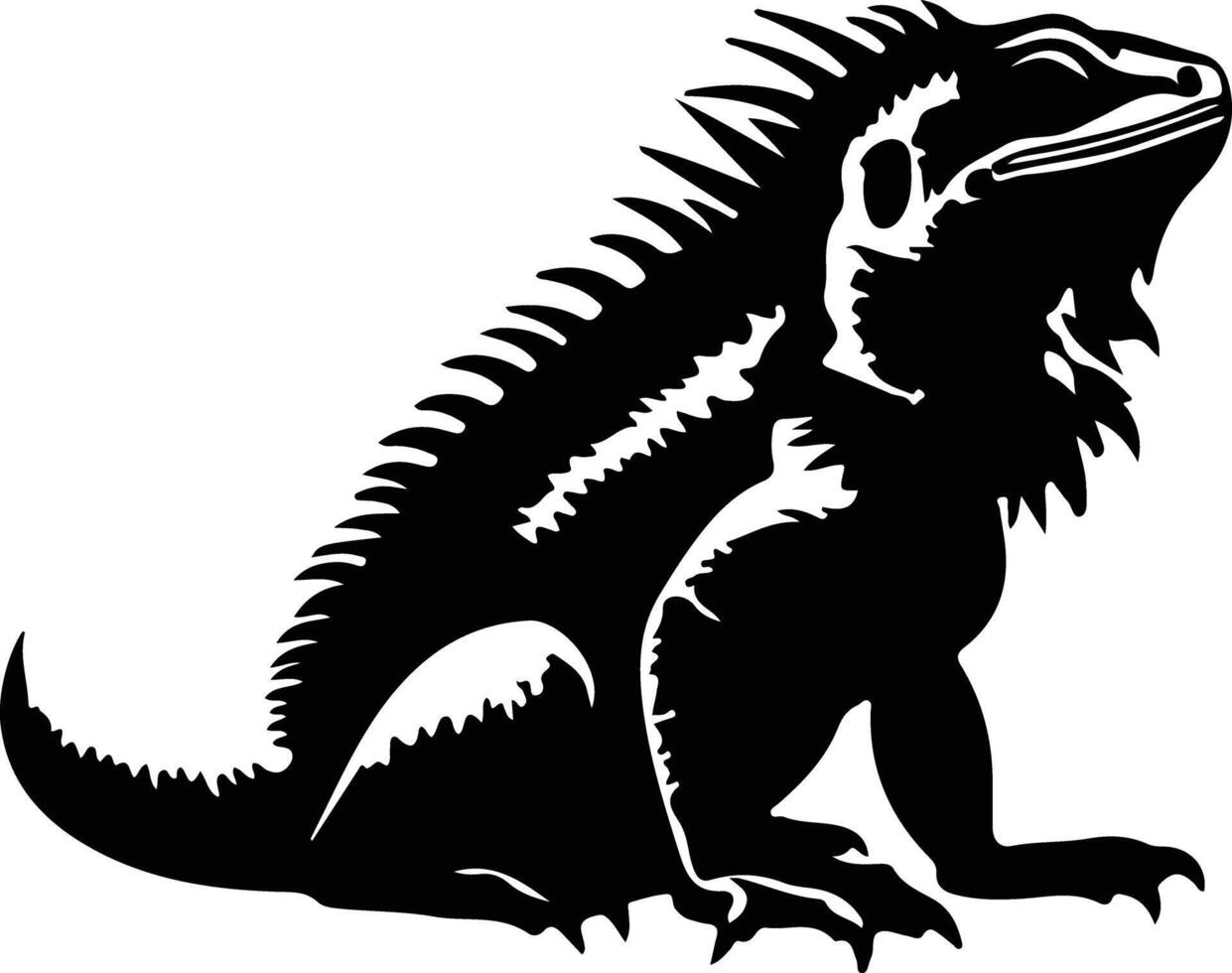 Dragon barbudo negro silueta vector