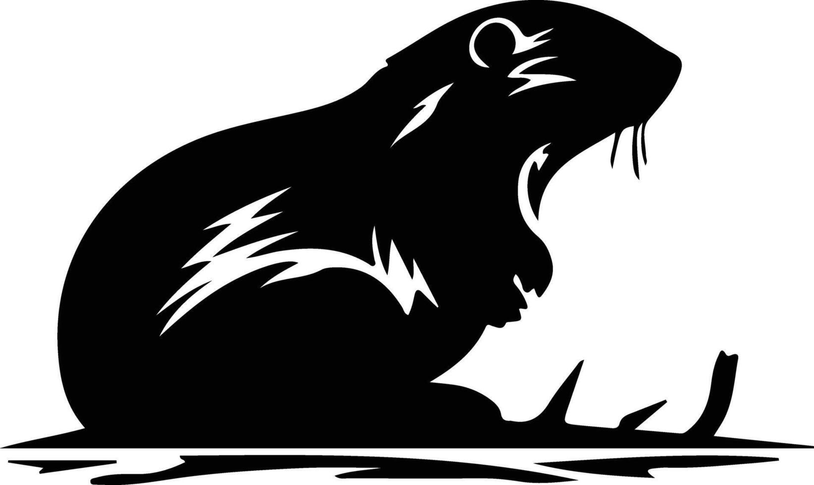 beaver black silhouette vector