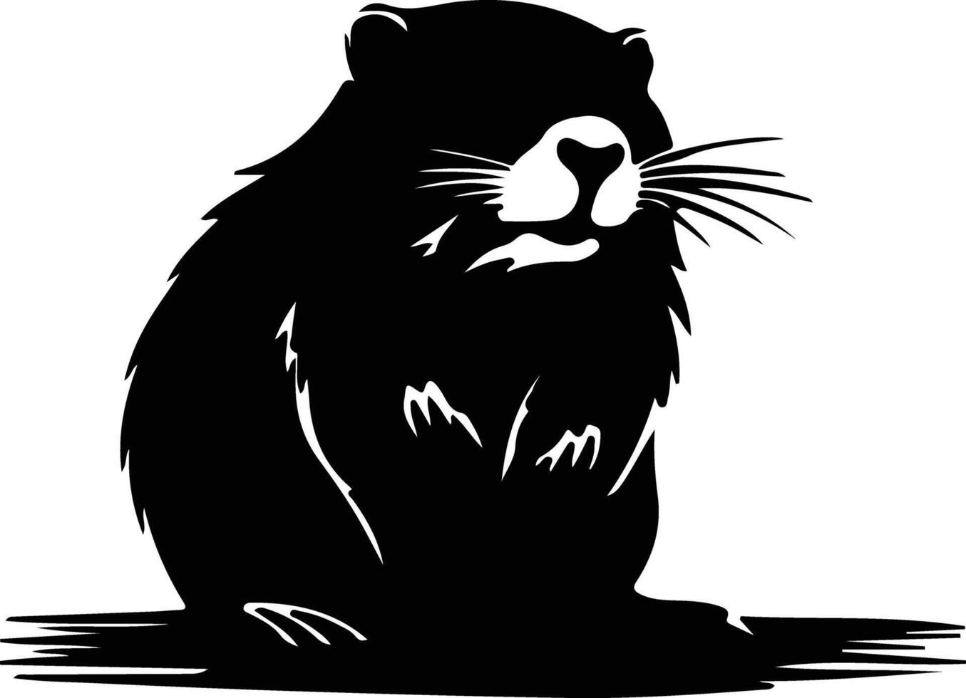 beaver black silhouette vector