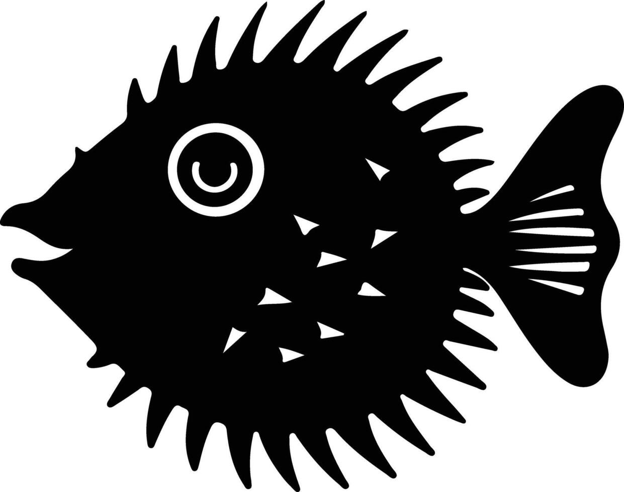 blowfish black silhouette vector