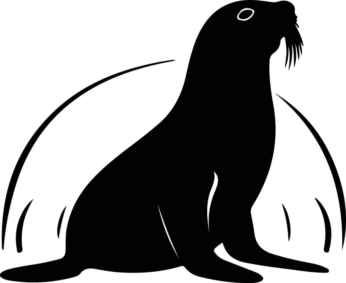 California sea lion black silhouette vector