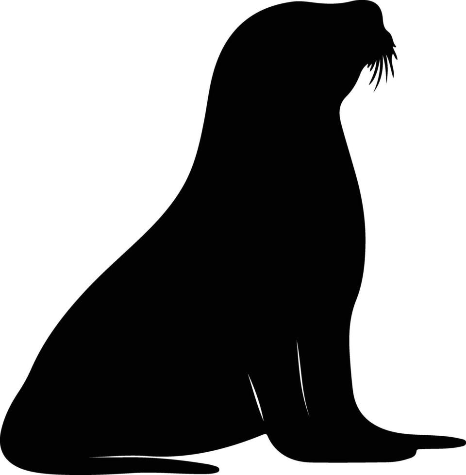 California sea lion black silhouette vector