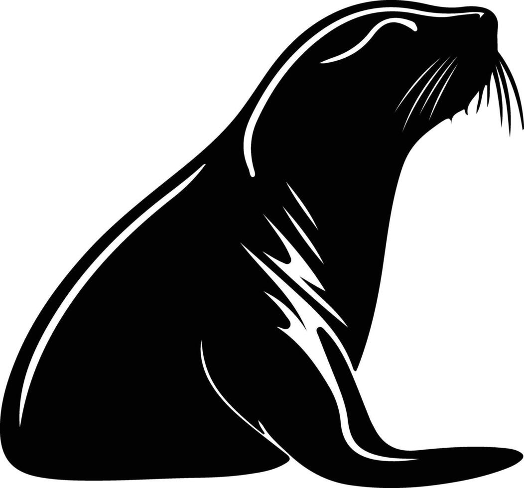 California sea lion black silhouette vector