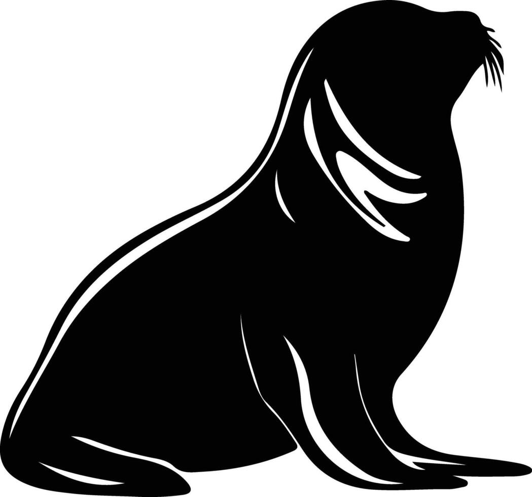 California sea lion black silhouette vector