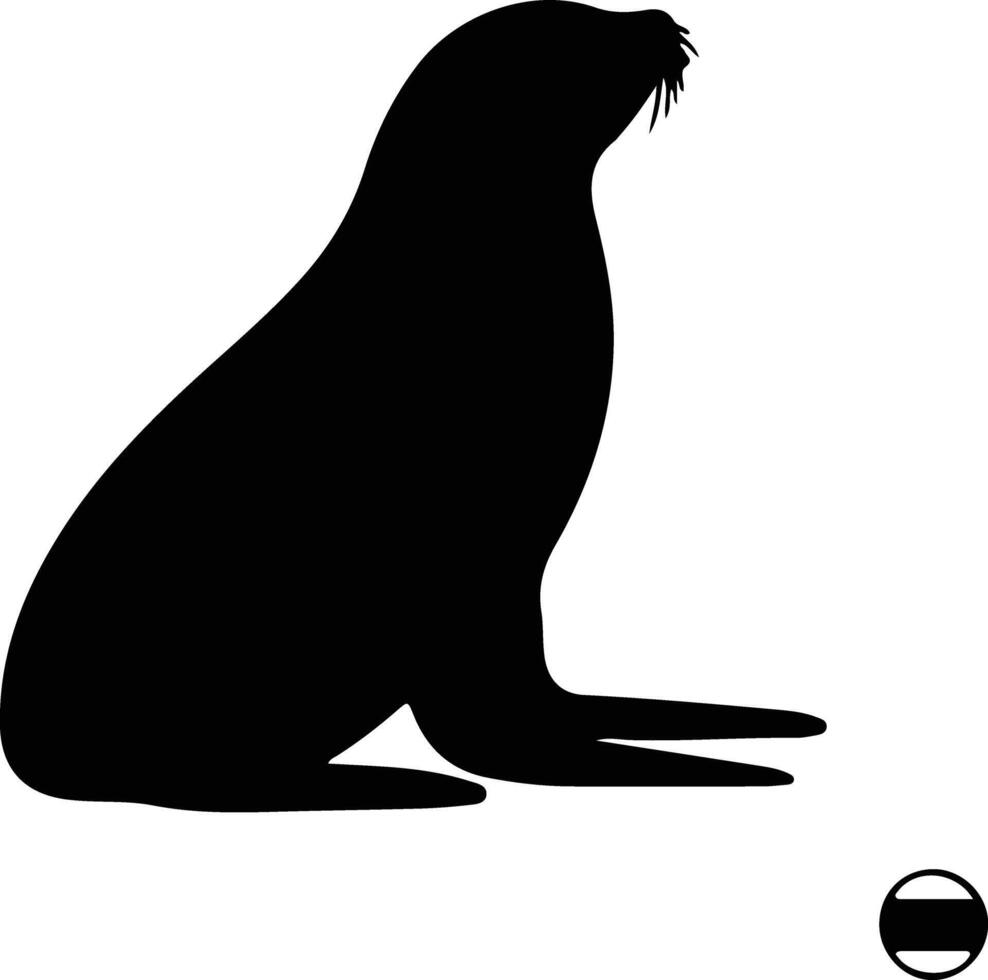 California sea lion black silhouette vector