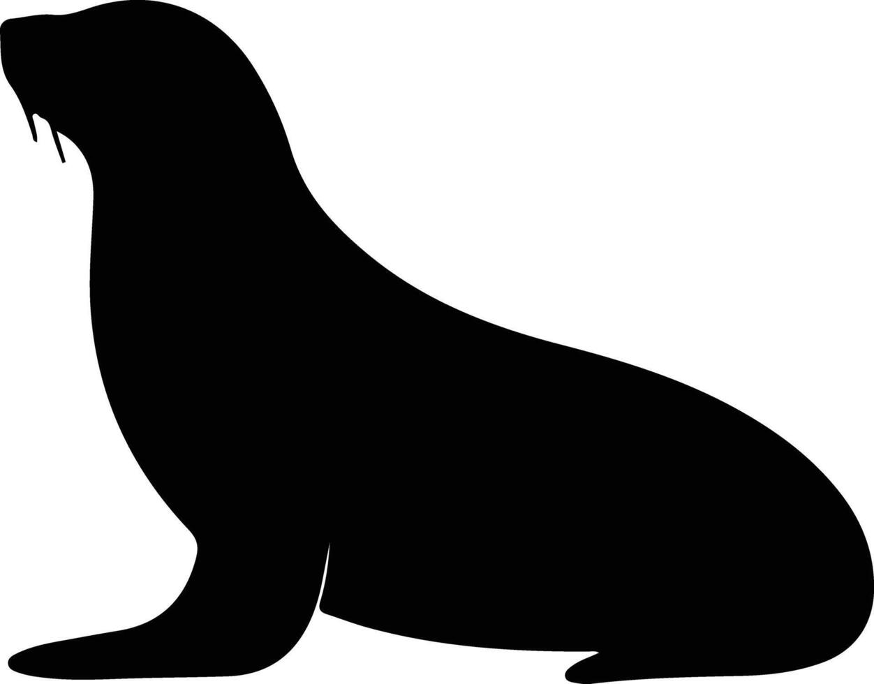 California sea lion black silhouette vector