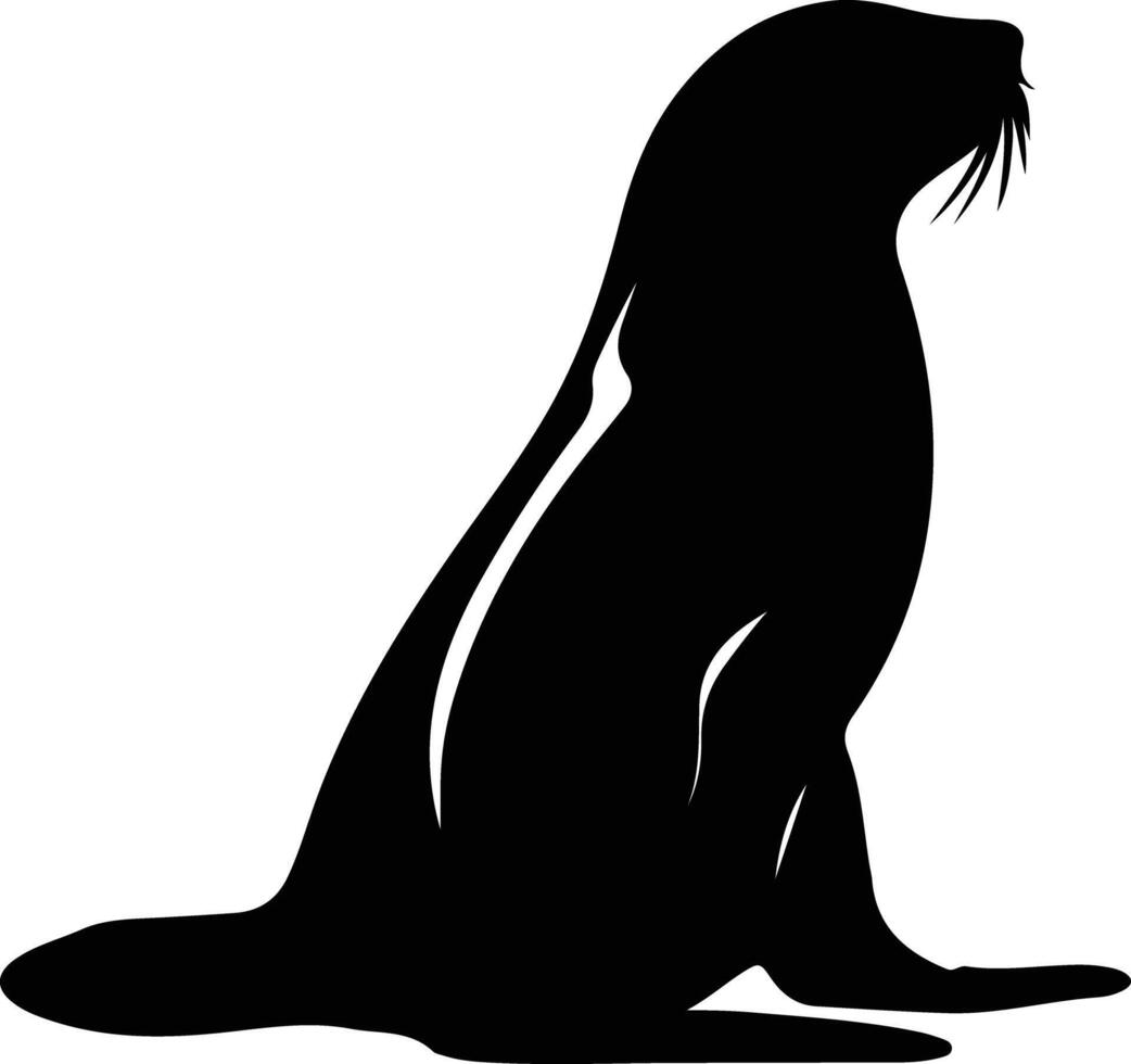 California sea lion black silhouette vector