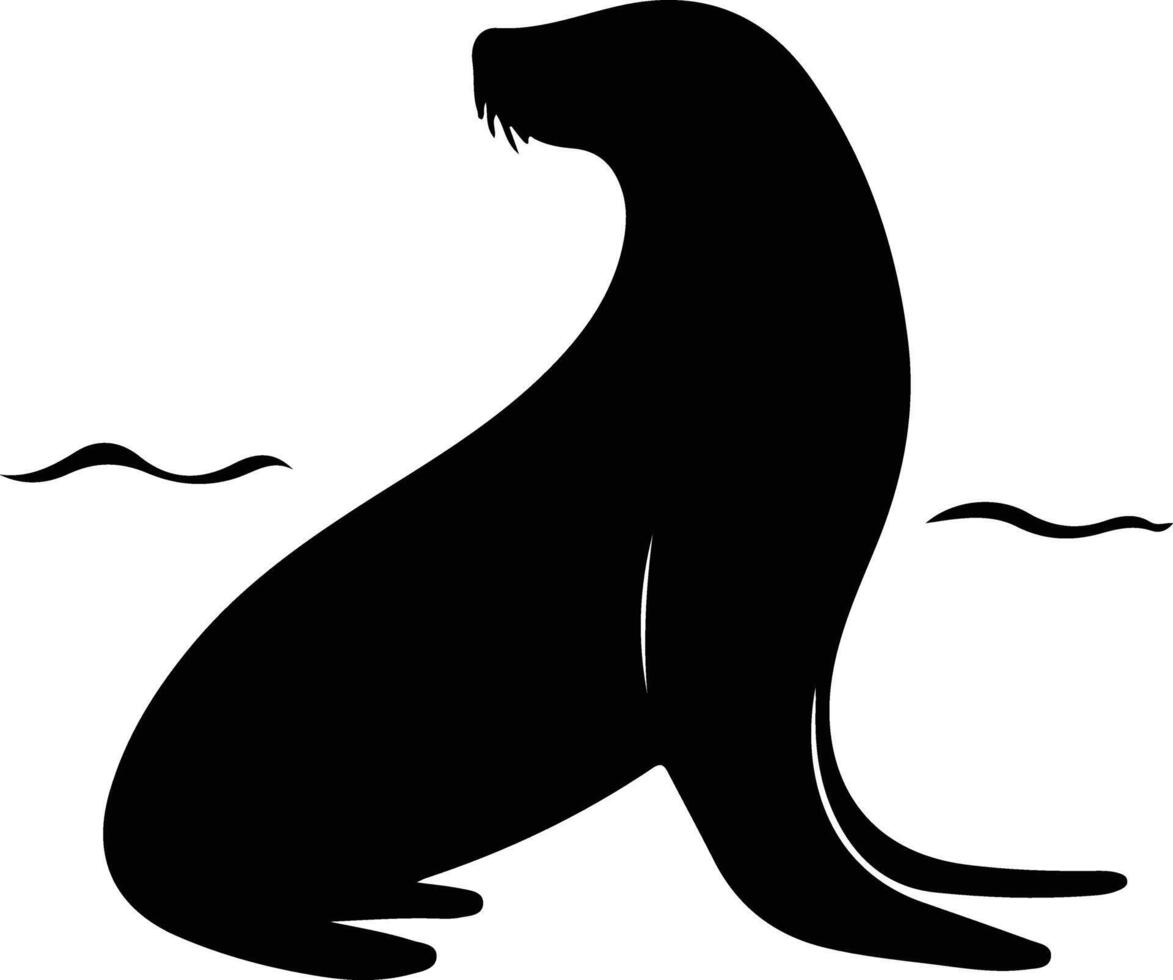 California sea lion black silhouette vector