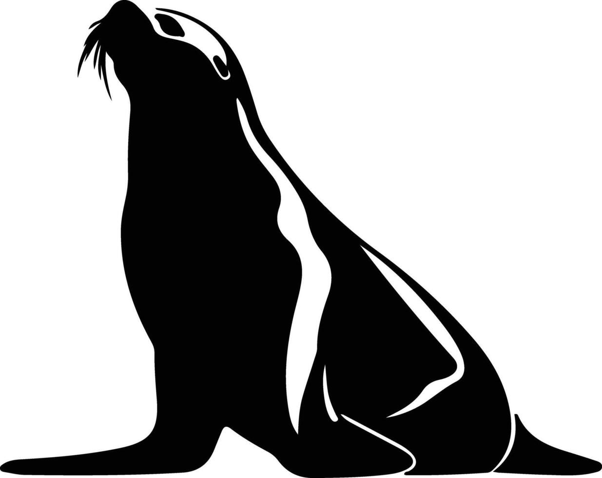 California sea lion black silhouette vector