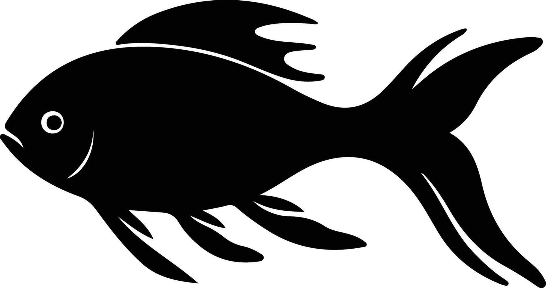 bony fish black silhouette vector