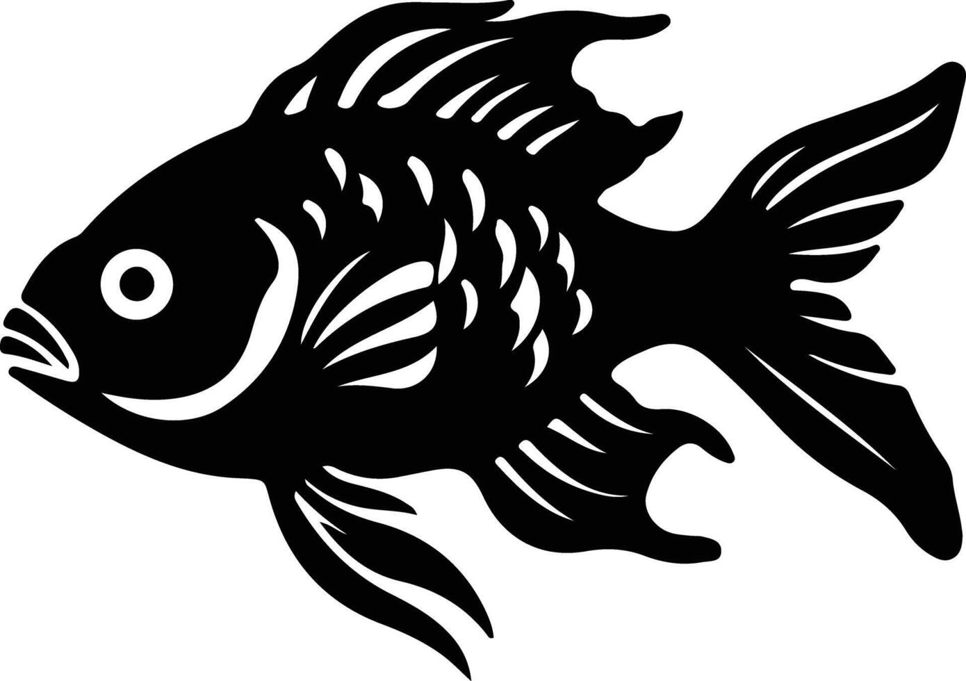 bony fish black silhouette vector