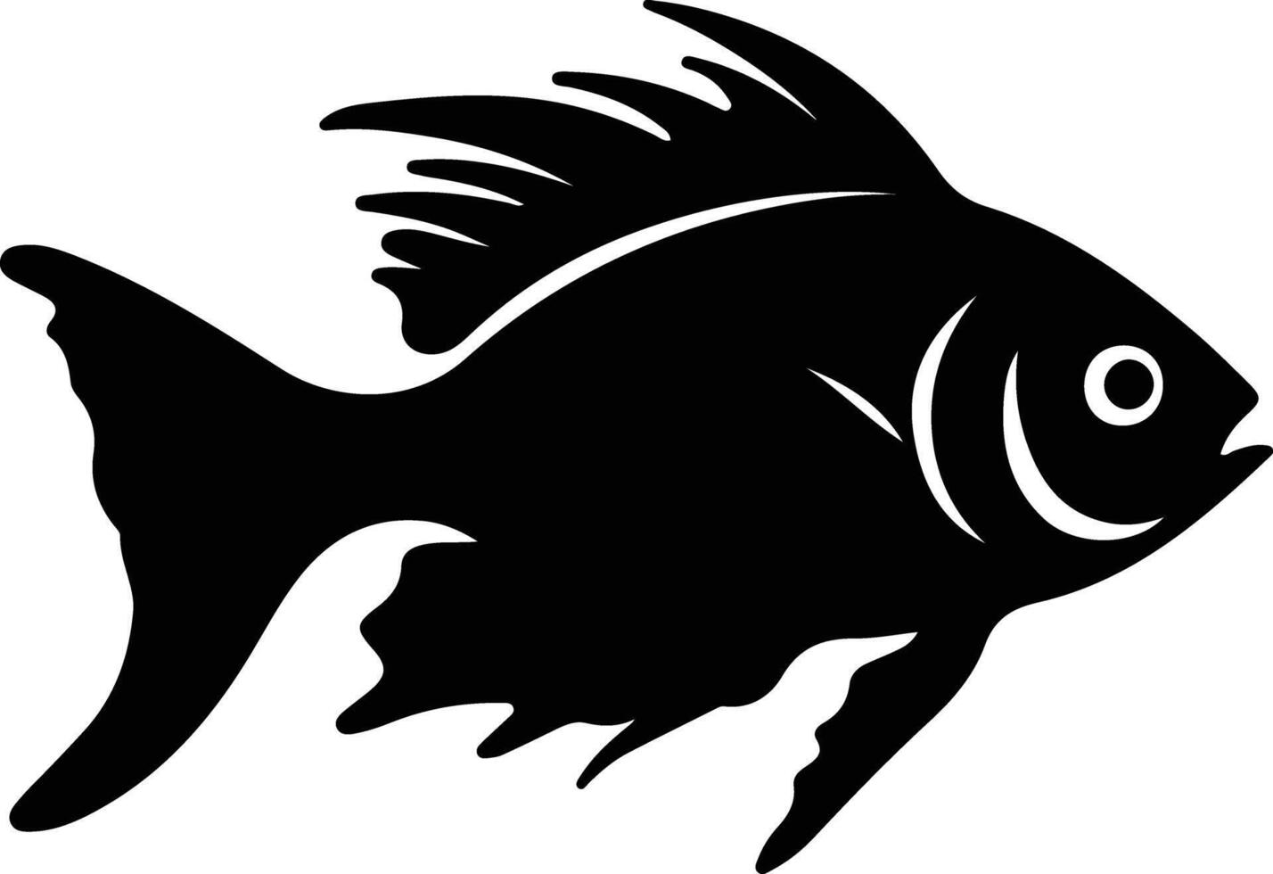 bony fish black silhouette vector