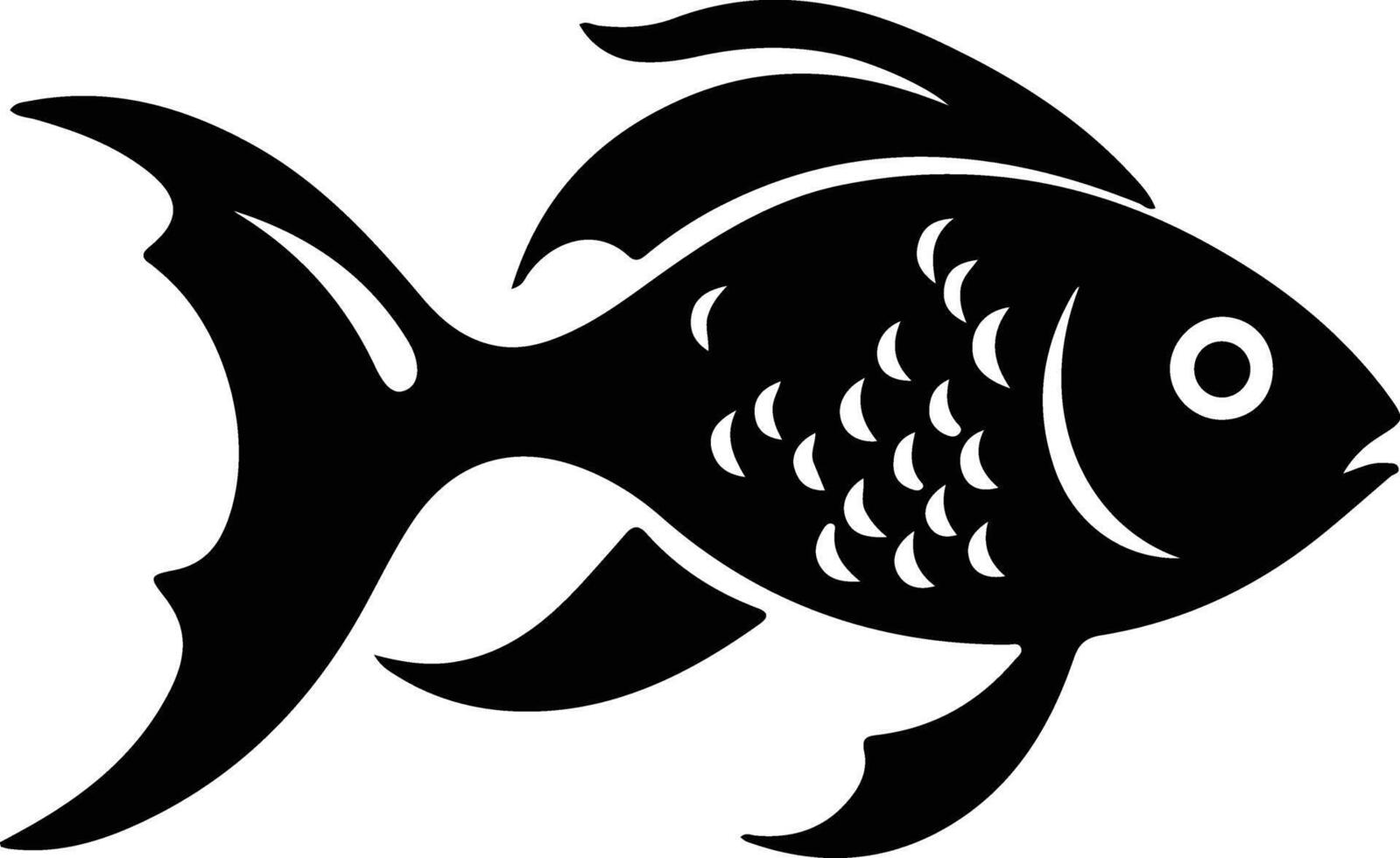 bony fish black silhouette vector
