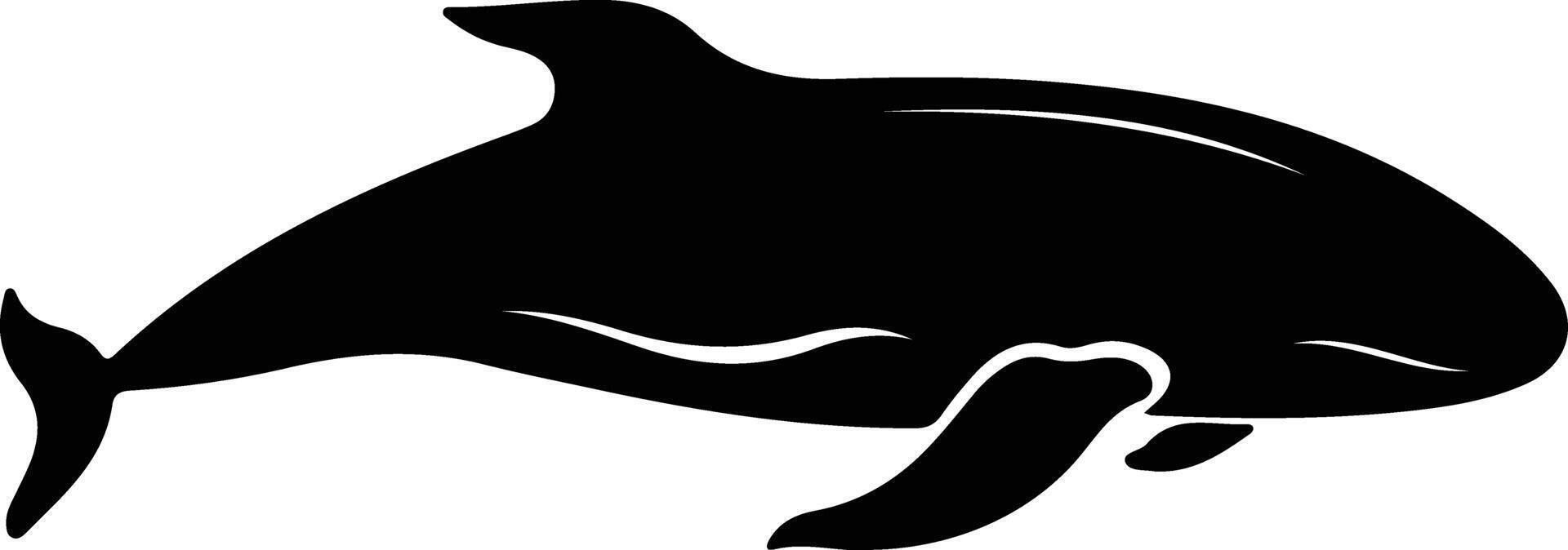 bowhead whale black silhouette vector