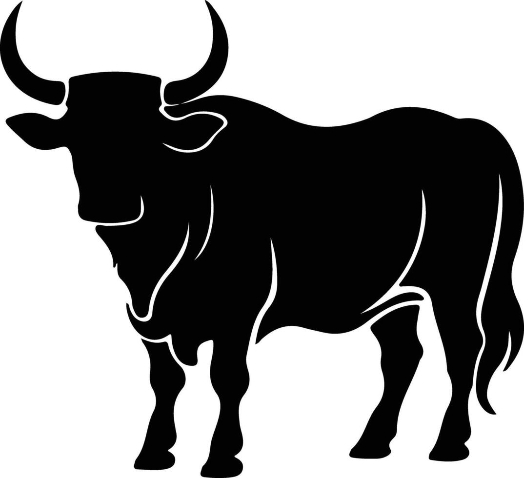 toro negro silueta vector
