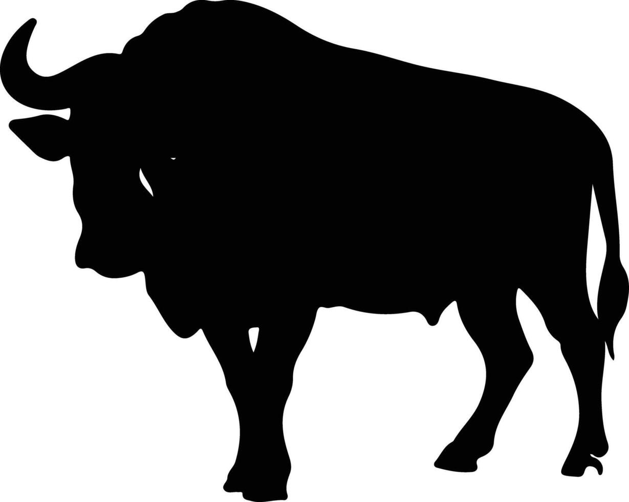 cape buffalo black silhouette vector