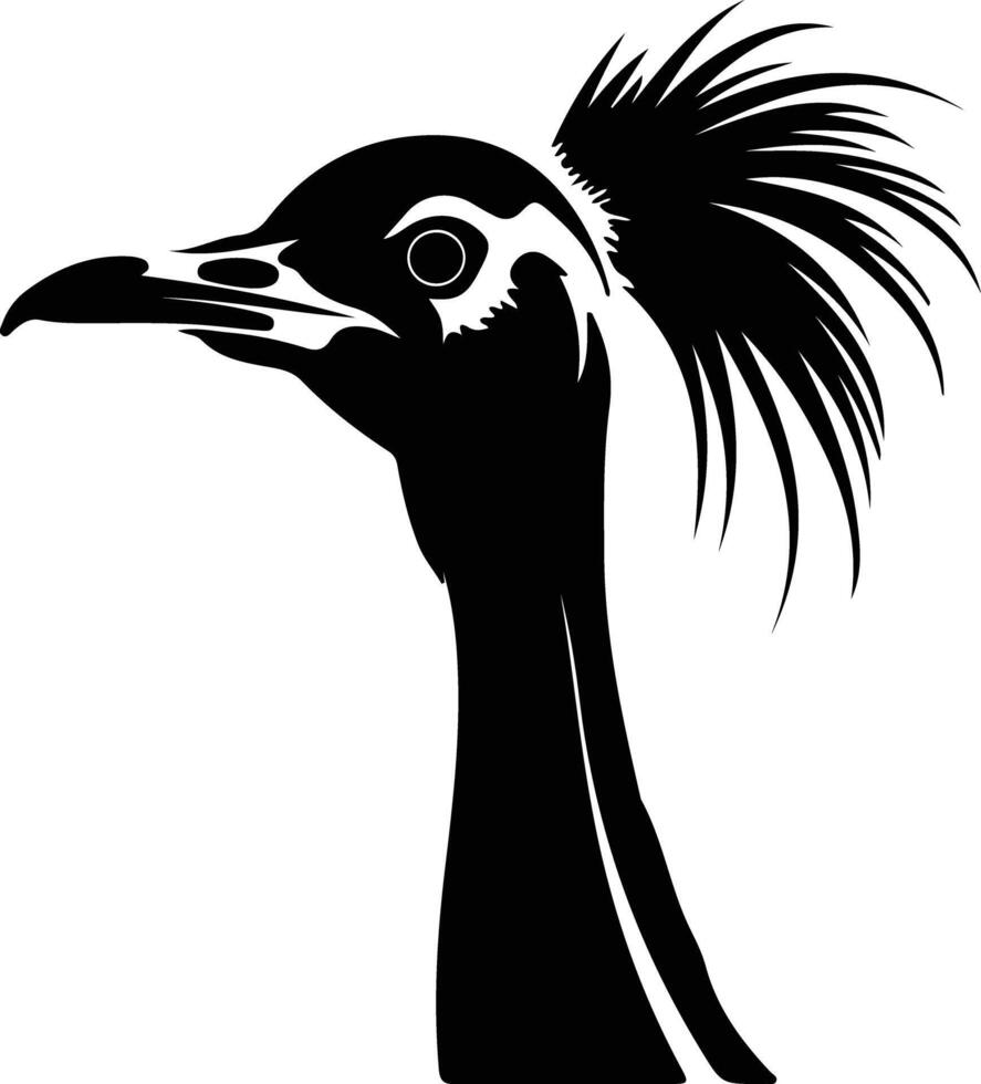 cassowary black silhouette vector