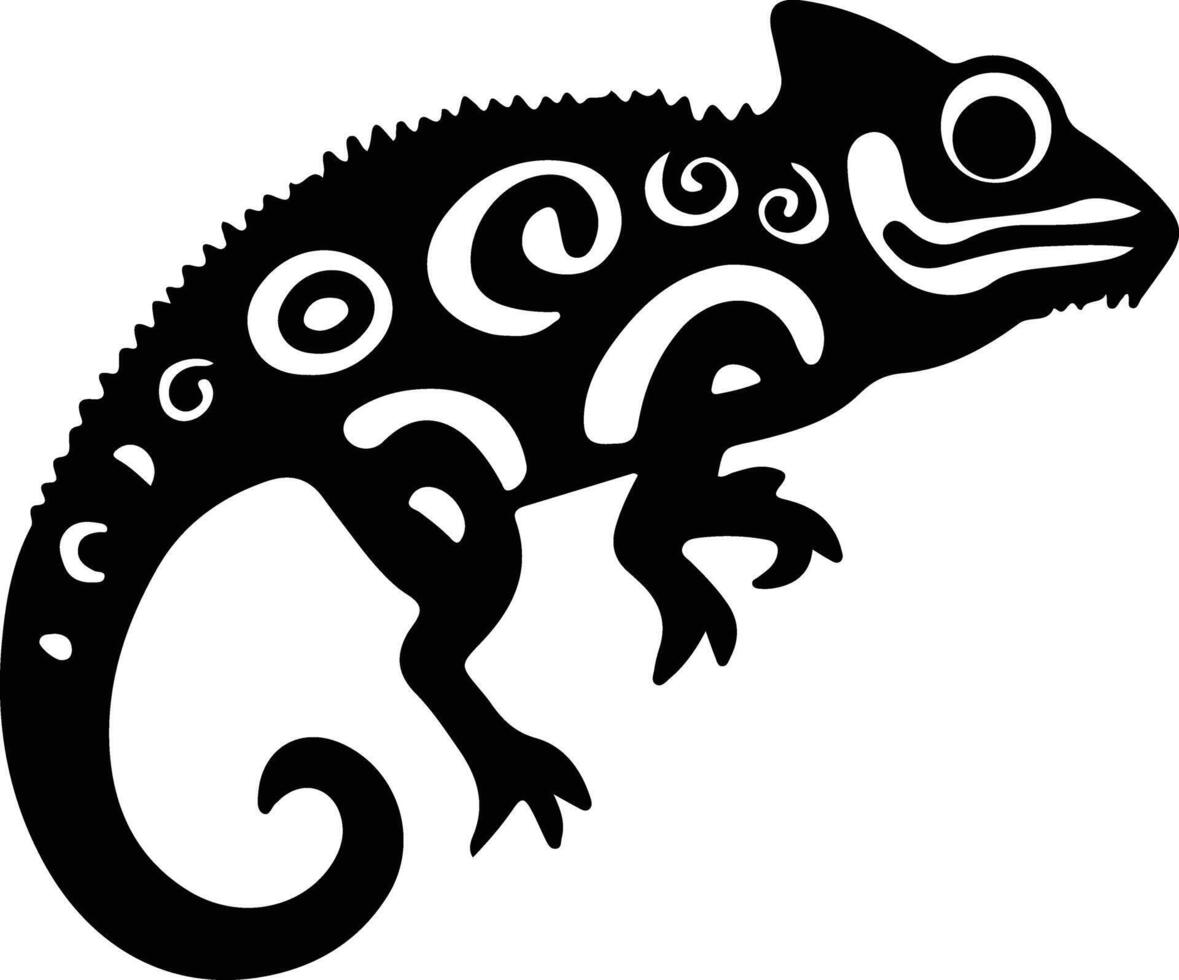 chameleon black silhouette vector