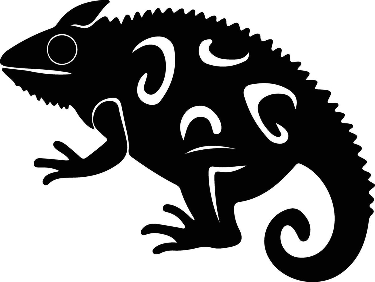 chameleon black silhouette vector