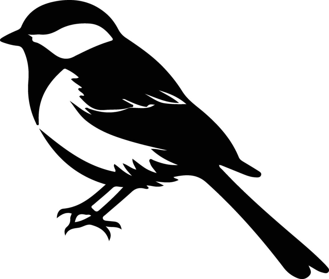 chickadee black silhouette vector