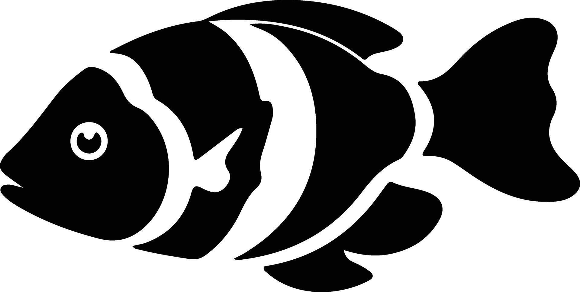 pez payaso negro silueta vector