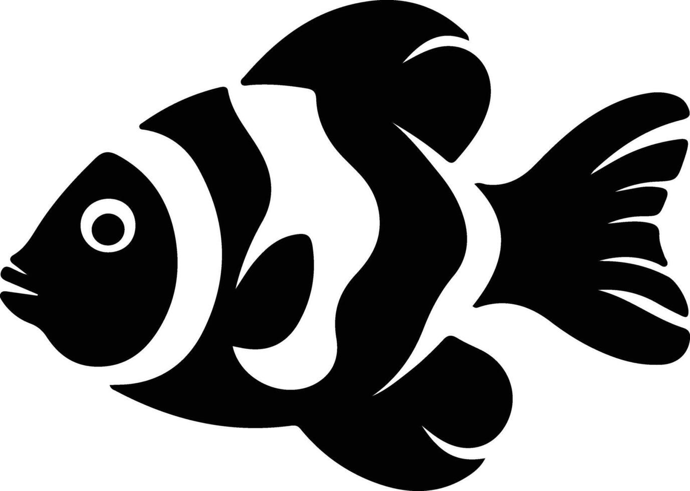 clownfish black silhouette vector