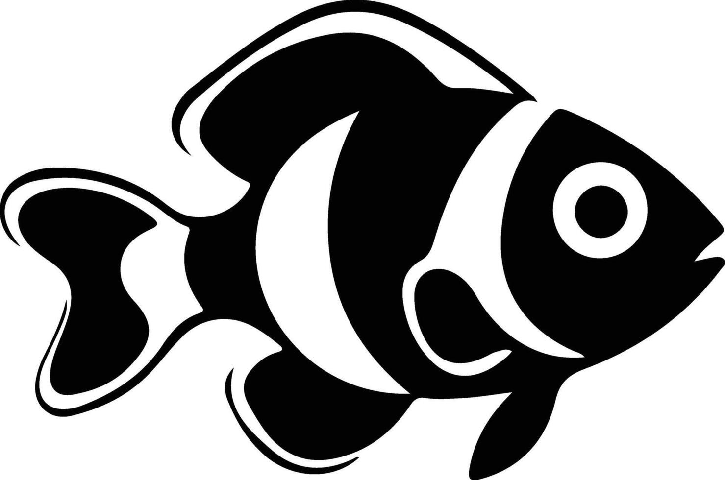 clownfish black silhouette vector