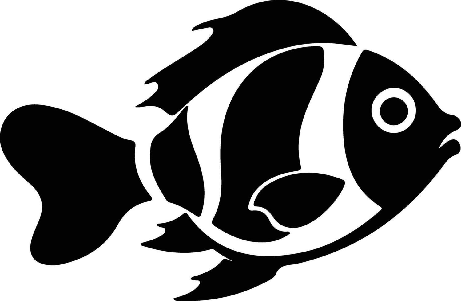 clownfish black silhouette vector