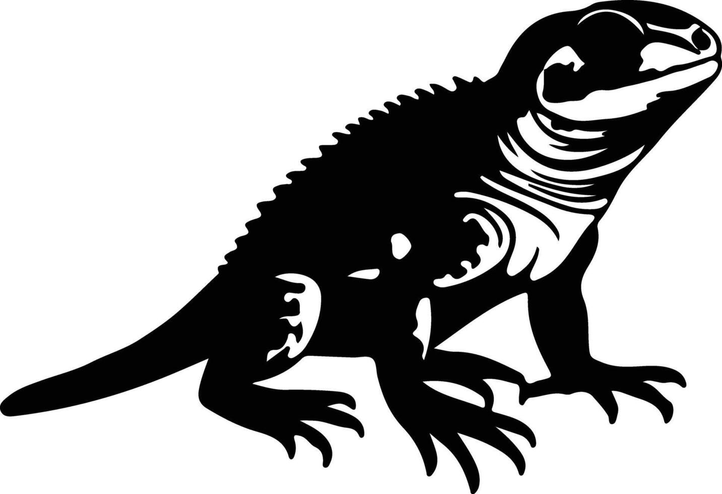 collared lizard black silhouette vector