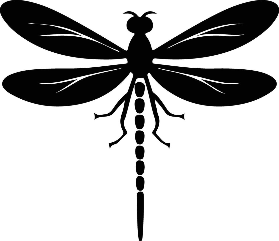 libélula negro silueta vector