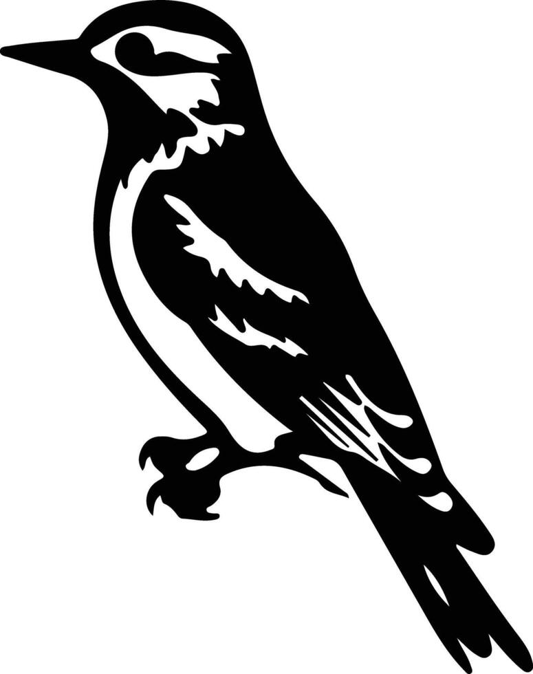 downy woodpecker black silhouette vector