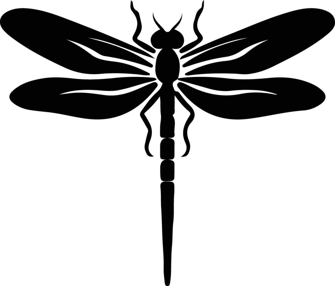libélula negro silueta vector