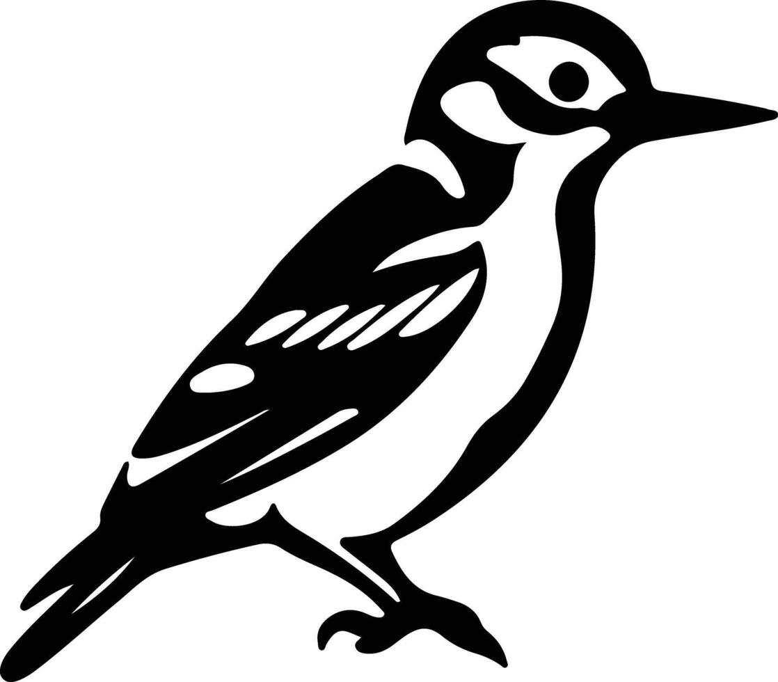 downy woodpecker black silhouette vector
