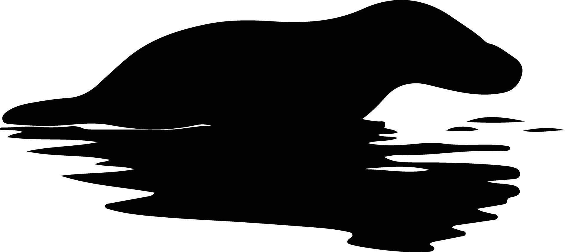 duck-billed platypus black silhouette vector