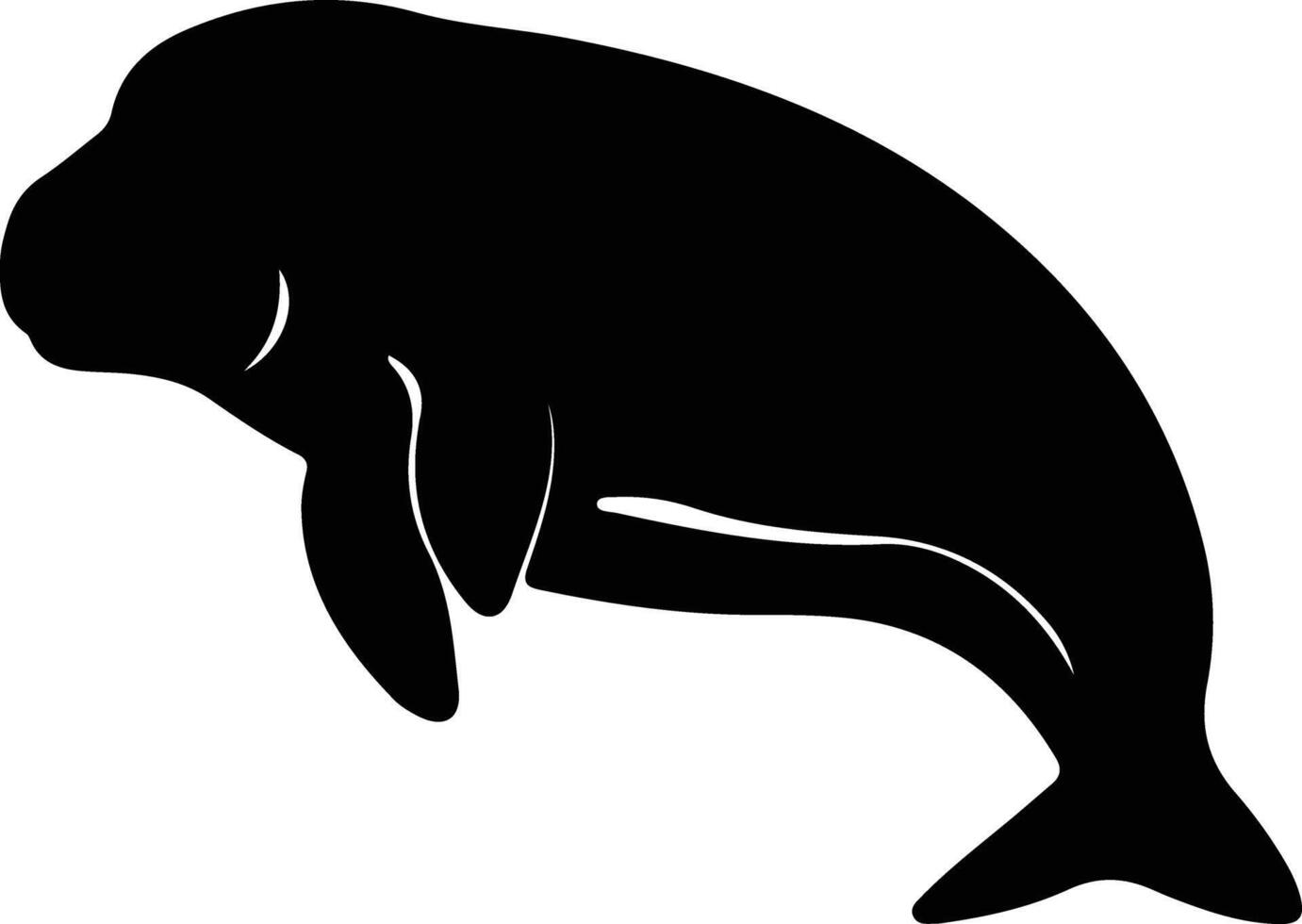 dugong black silhouette vector