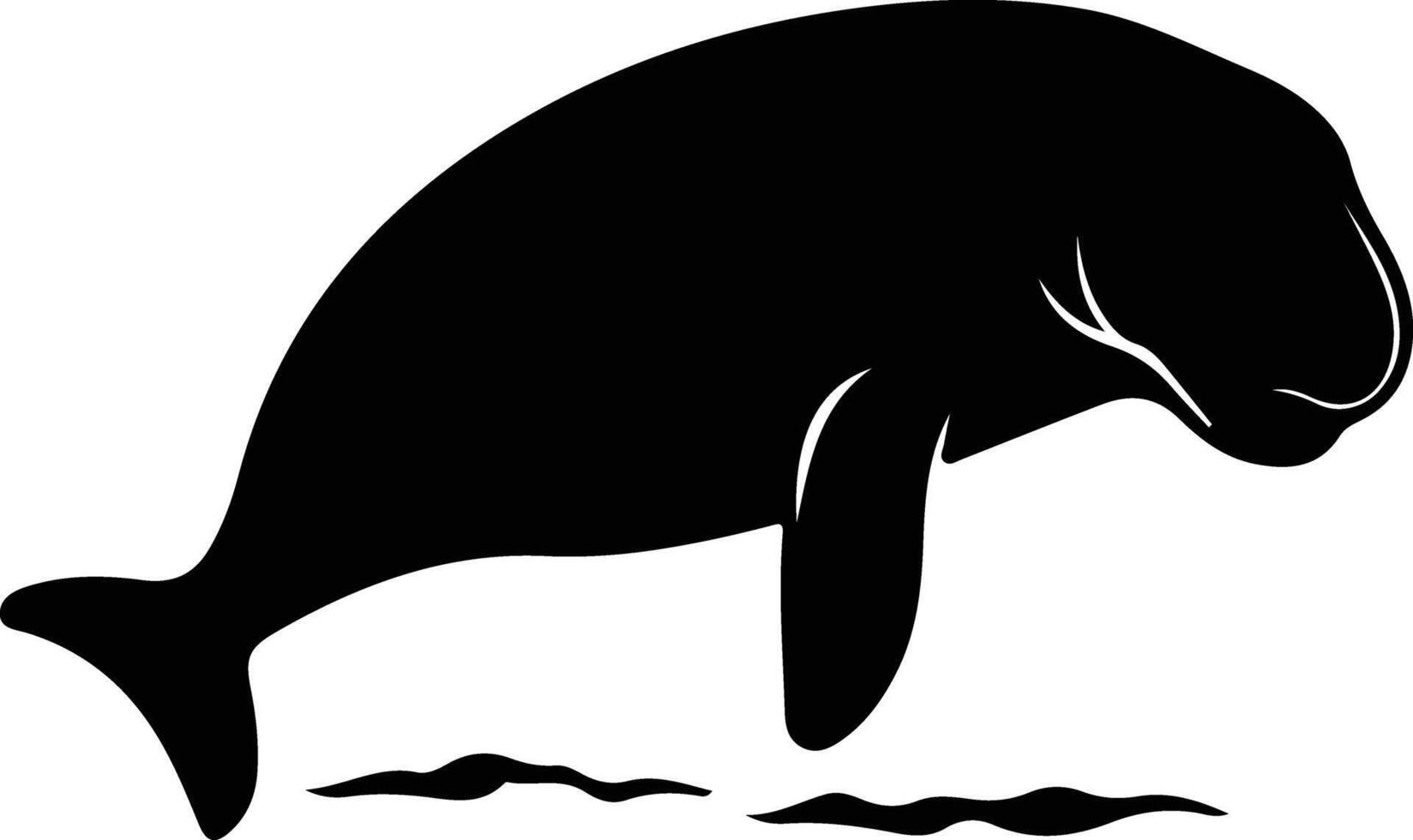 dugong black silhouette vector