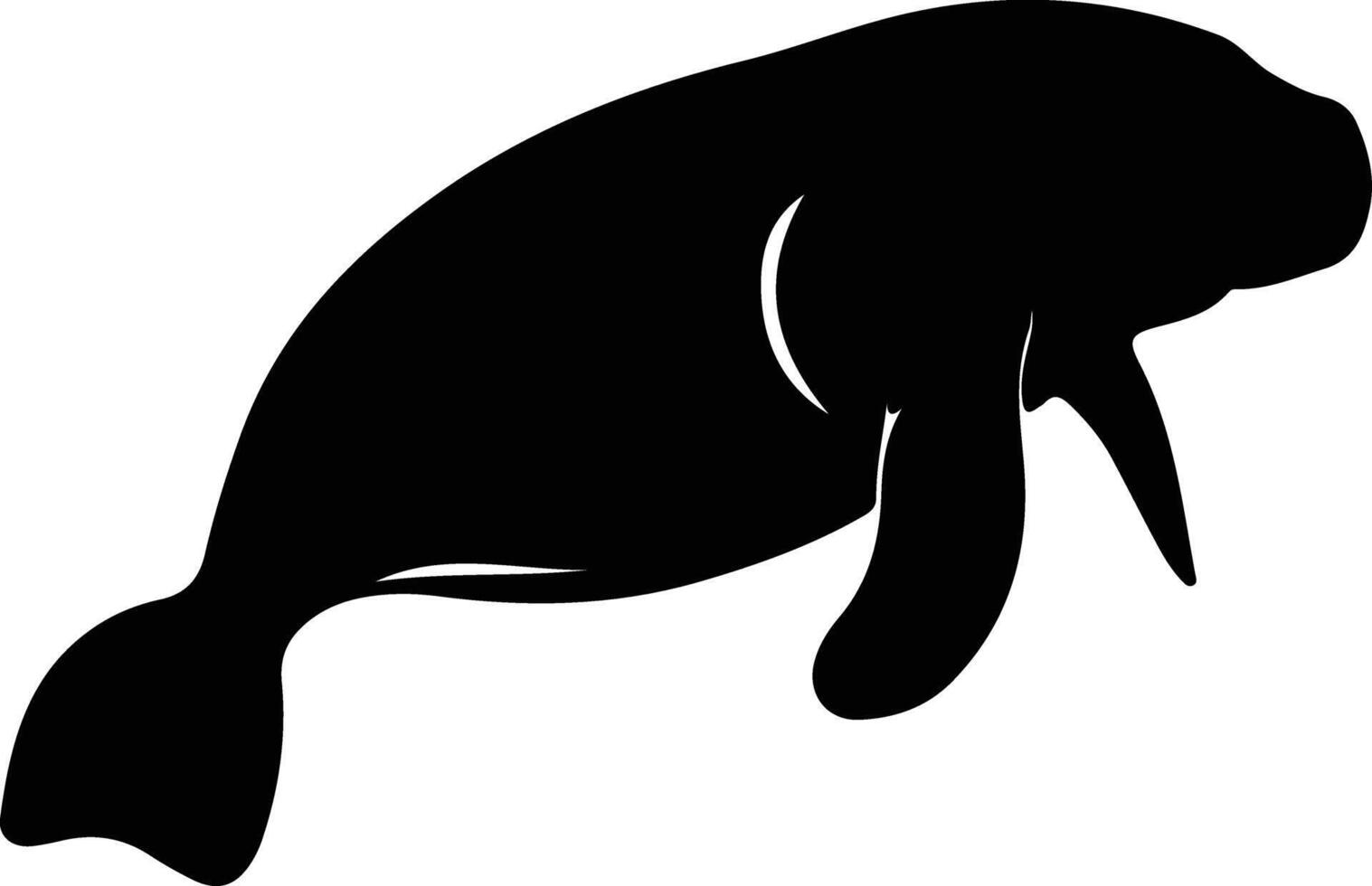 dugong black silhouette vector