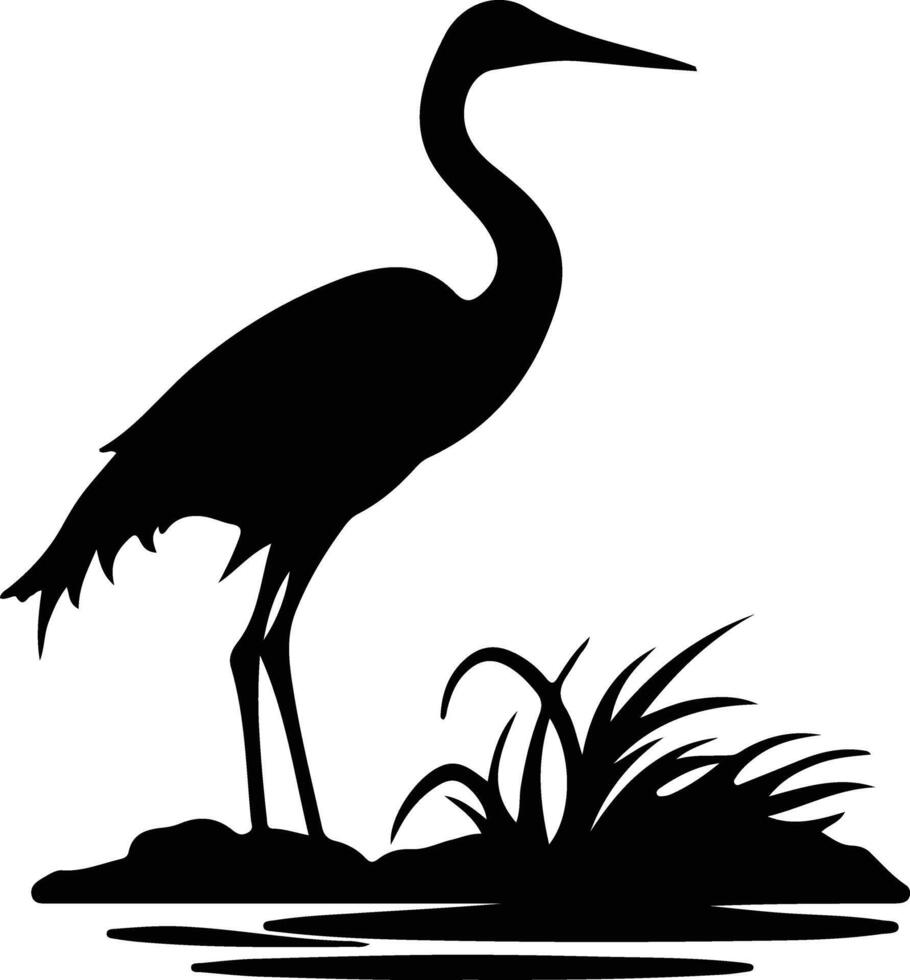 egret black silhouette vector