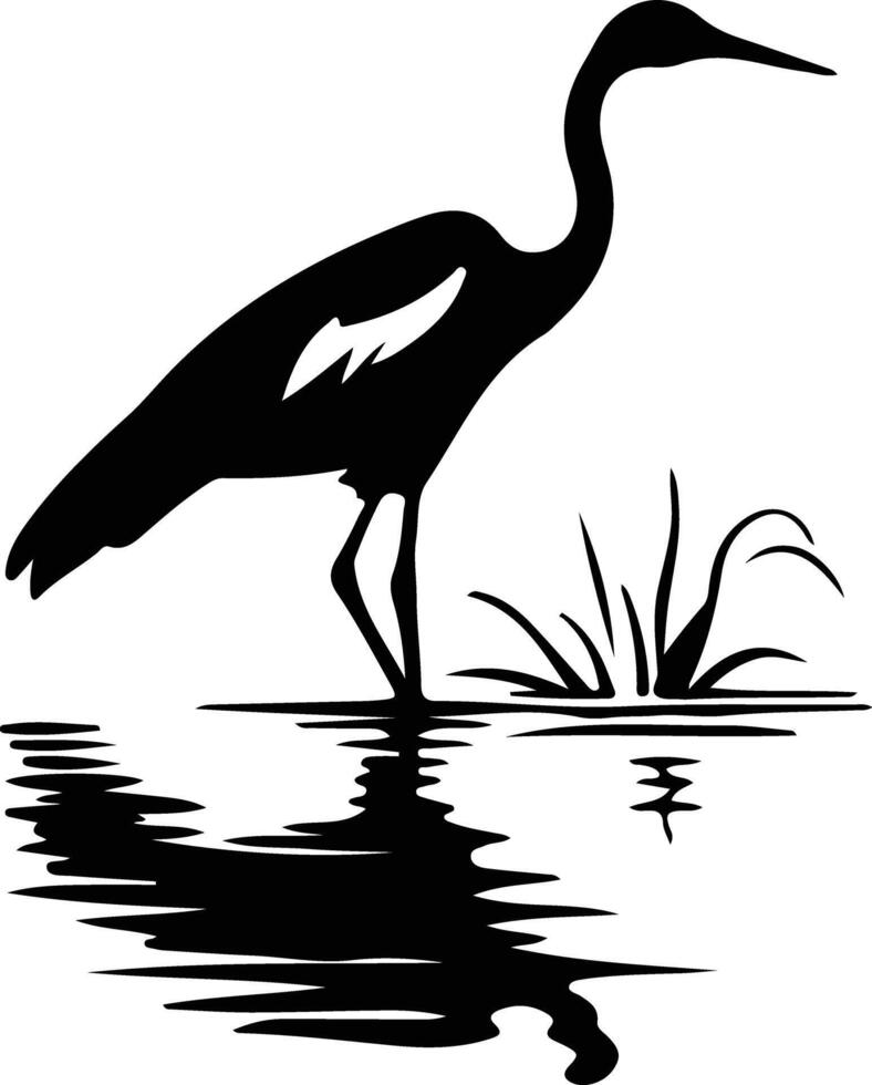 egret black silhouette vector