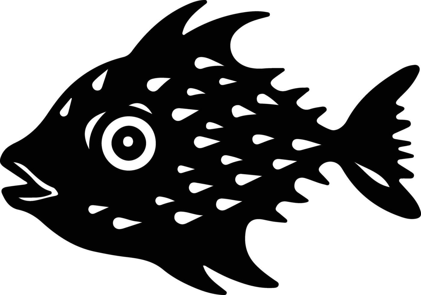 fugu black silhouette vector