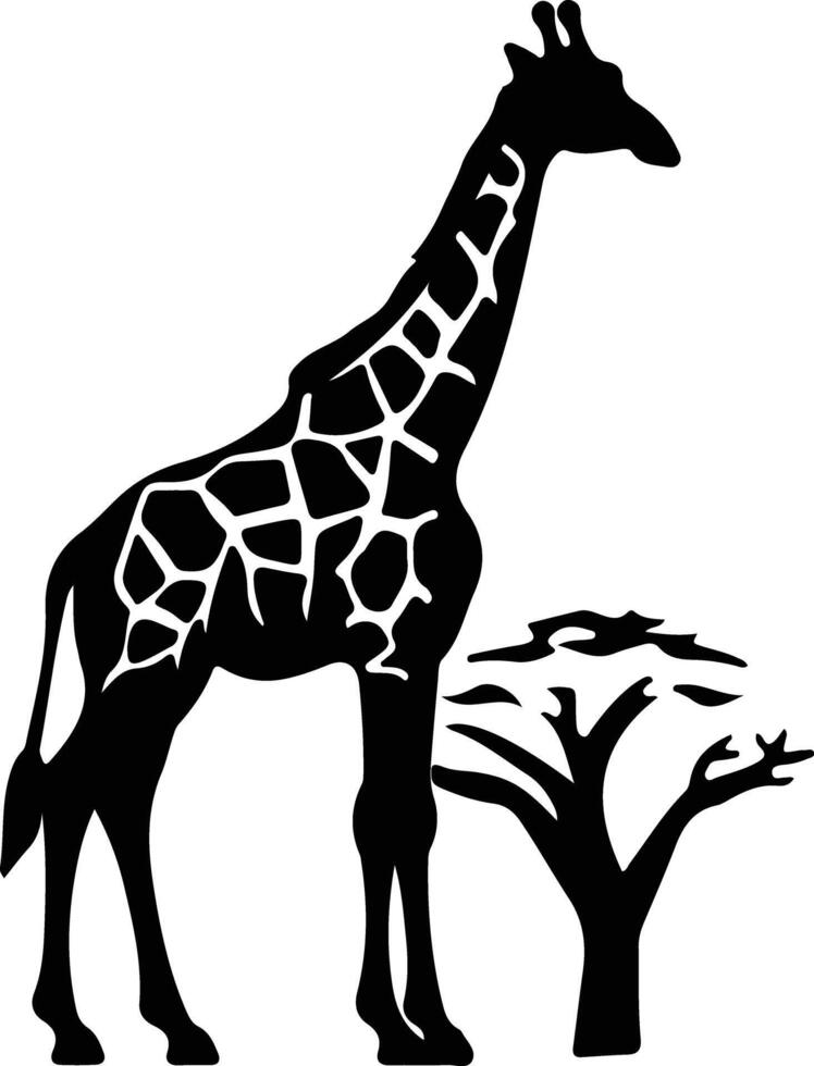 giraffe black silhouette vector